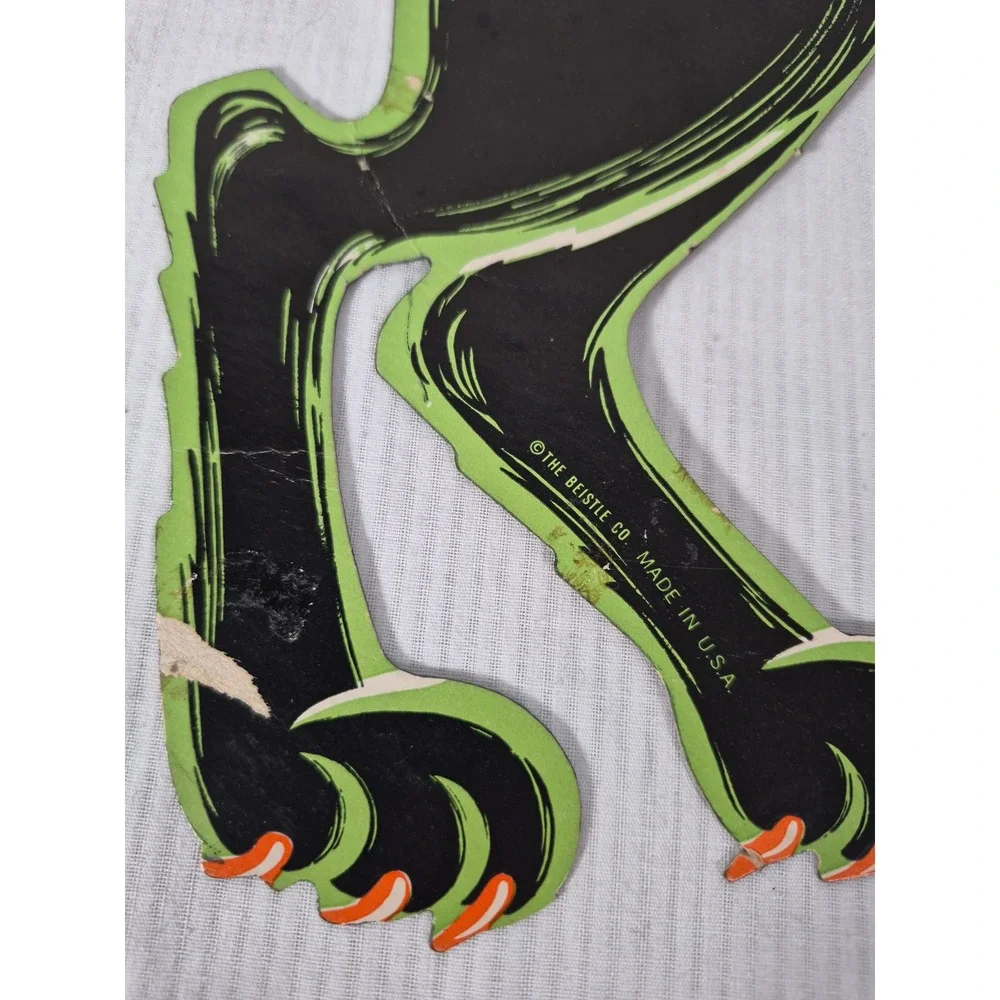 Vintage Beistle Halloween Jointed Black Cat Cutout Paperboard Decoration USA